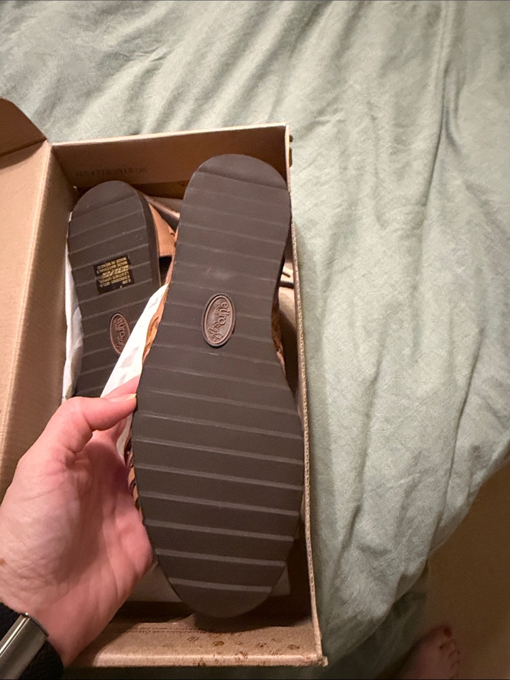 Woven Huarache Leather Sandals - Tan - Picture 3 of 4